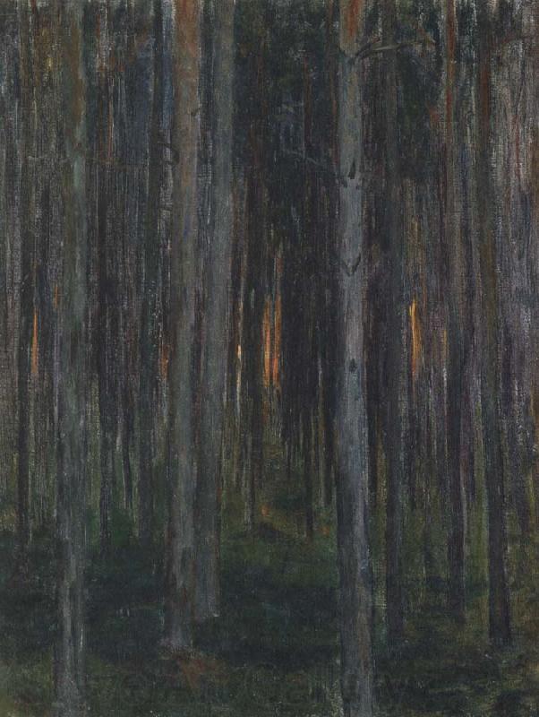 unknow artist skogen skiss Norge oil painting art